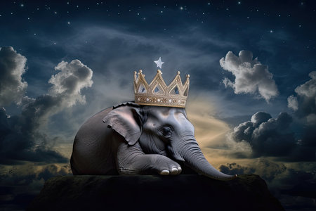 Elephant sleeps in the cloud. Illustration Generative AIの素材