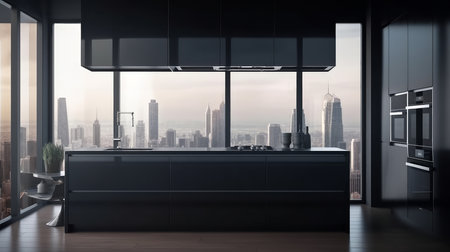 Modern kitchen interior design. Illustration Generative AIの素材