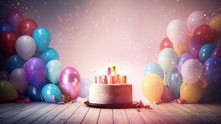 Birthday Holiday Background. Illustration Generative AIの素材