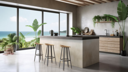 Modern kitchen interior design. Illustration Generative AIの素材