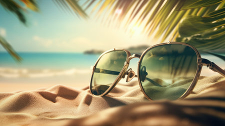 Summer background with copy space. Illustration AI Generativeの素材