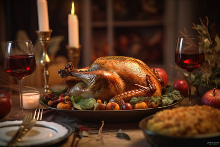 Thanksgiving day dinner. Illustration AI Generativeの素材