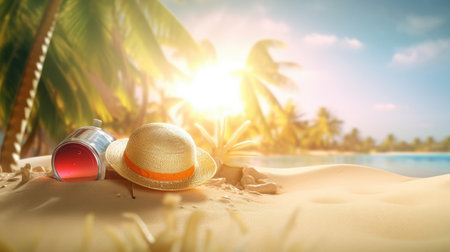 Summer background with copy space. Illustration Generative AIの素材