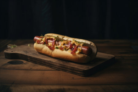 Tasty hot dog. Illustration Generative AIの素材