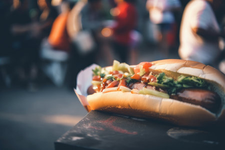Tasty hot dog. Illustration Generative AIの素材