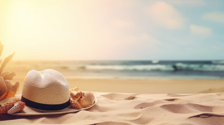 Summer background with copy space. Illustration AI Generativeの素材