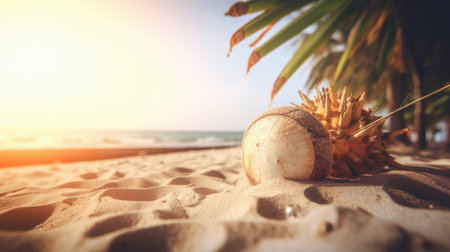 Summer background with copy space. Illustration AI Generativeの素材