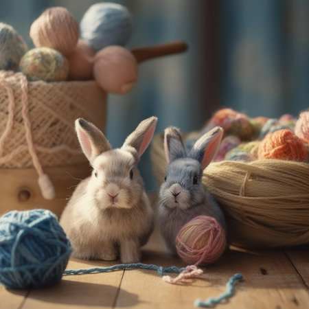Cute Happy Easter Background. Illustration Generative AIの素材