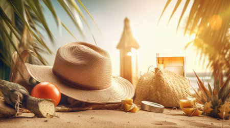 Summer background with copy space. Illustration Generative AIの素材