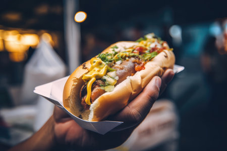 Tasty hot dog. Illustration Generative AIの素材