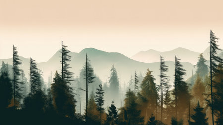 forest landscape. Illustration Generative AIの素材