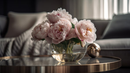 Peony flowers interior. Illustration Generative AIの素材