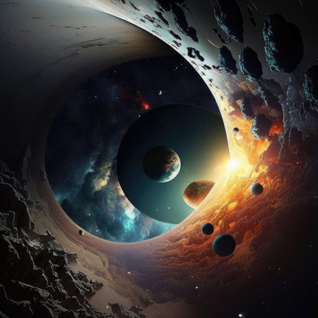Outer space background realistic. Illustration AI Generativeの素材
