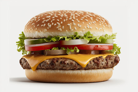 Beef Burger Isolated. Illustration Generative AIの素材