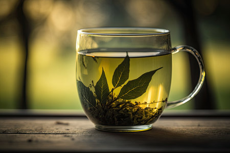 Green Tea Cup. Illustration Generative AIの素材