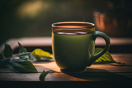 Green Tea Cup. Illustration Generative AIの素材