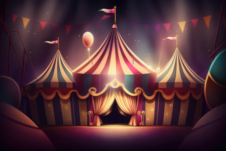 Circus tent on fairytale background. Illustration Generative AIの素材
