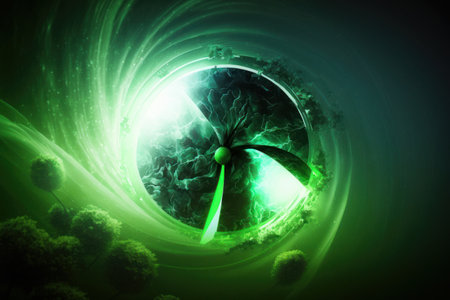 Fantastic green energy background. Illustration Generative AIの素材
