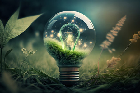 Fantastic green energy background. Illustration Generative AIの素材