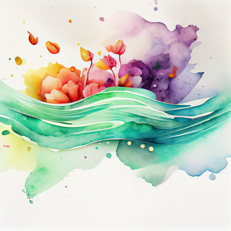 Watercolor Natural Beautiful Card. IllustrationAI Generative.の素材
