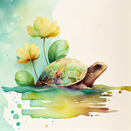 Watercolor Natural Beautiful Card. IllustrationAI Generative.の素材