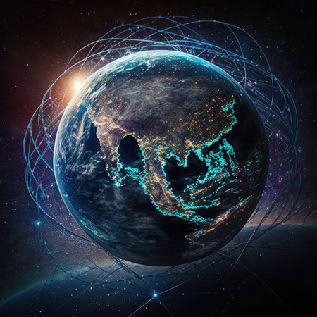 global communication network concept. Illustration Generative AIの素材