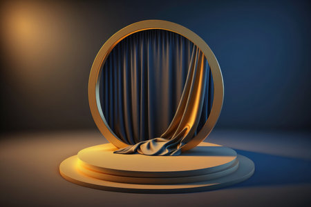 Golden luxury empty podium Illustration Generative AIの素材