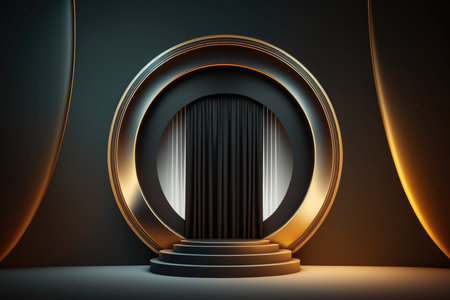 Golden luxury empty podium Illustration Generative AIの素材