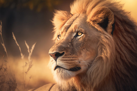 Animal Lion Portrait. Illustration Generative AIの素材