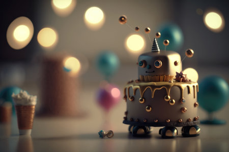 Childish Cake Background. Illustration Generative AIの素材