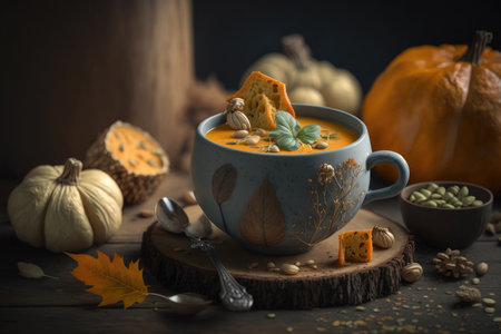 pumpkin soup. Illustration Generative AIの素材