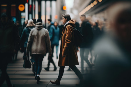 People walking on the street. Illustration Generative AIの素材