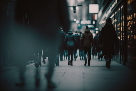 People walking on the street. Illustration Generative AIの素材