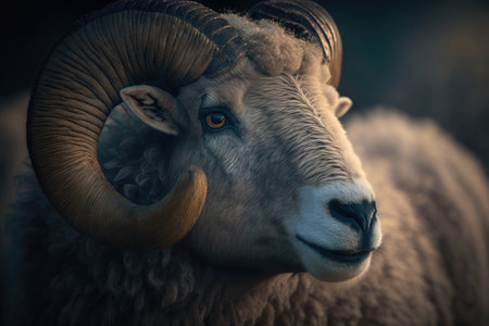 Brown ram portrait. Illustration Generative AIの素材