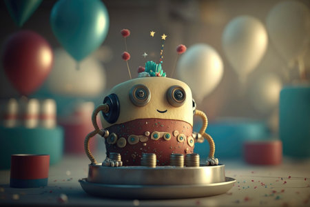 Childish Cake Background. Illustration Generative AIの素材
