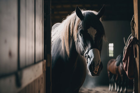 horse at equine farm. Illustration Generative AIの素材