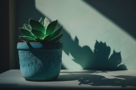 Green succulent in concrete plant pot. Illustration Generative AIの素材