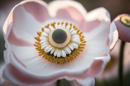 Pink and white anemone flower. Illustration Generative AIの素材
