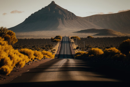 Unexplored road journeys and adventures. Illustration Generative AIの素材