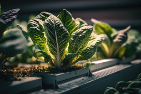 Fresh vegetable hydroponic system. Illustration Generative AIの素材