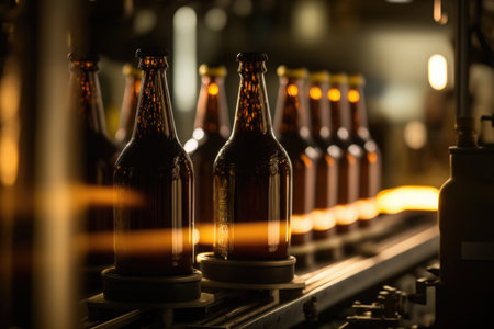 Brown glass beer drink alcohol bottles Illustration Generative AIの素材