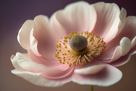Pink and white anemone flower. Illustration Generative AIの素材