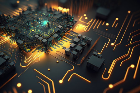 Circle board futuristic technology. Illustration AI Generativeの素材