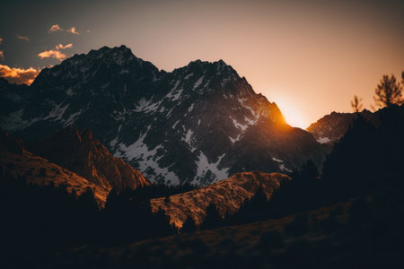 Natural Cute Mountain Background. Illustration Generative AIの素材