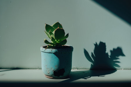 Green succulent in concrete plant pot. Illustration Generative AIの素材