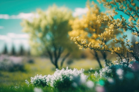 Bloom Spring natural background. Illustration AI Generativeの素材