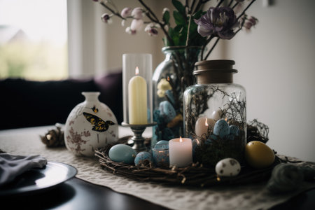 Easter Holiday Decoration Background. Illustration AI Generativeの素材