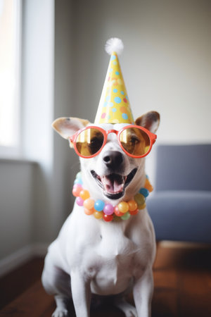 Cute happy dog portrait. Illustration Generative AIの素材