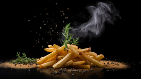 Tasty hot french fries. Illustration Generative AIの素材