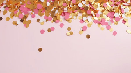 Pink confetti background. Illustration Generative AIの素材